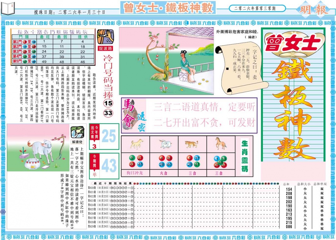 030期曾女士铁板神数A[图]