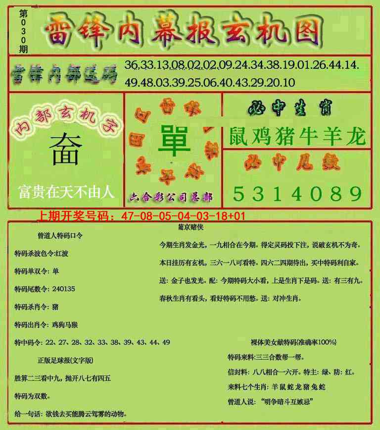 030期雷锋玄机报[图]