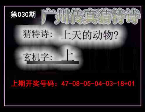 030期广州传真猜特诗[图]