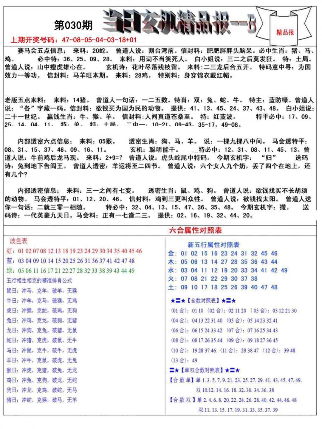 030期当日玄机精品报B[图]