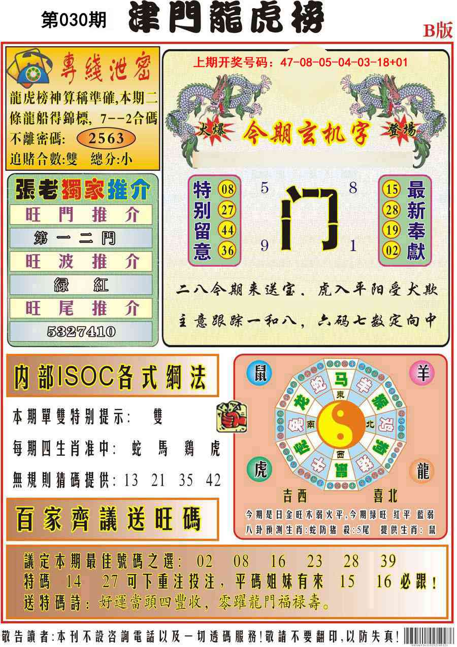 030期津门龙虎榜B[图]