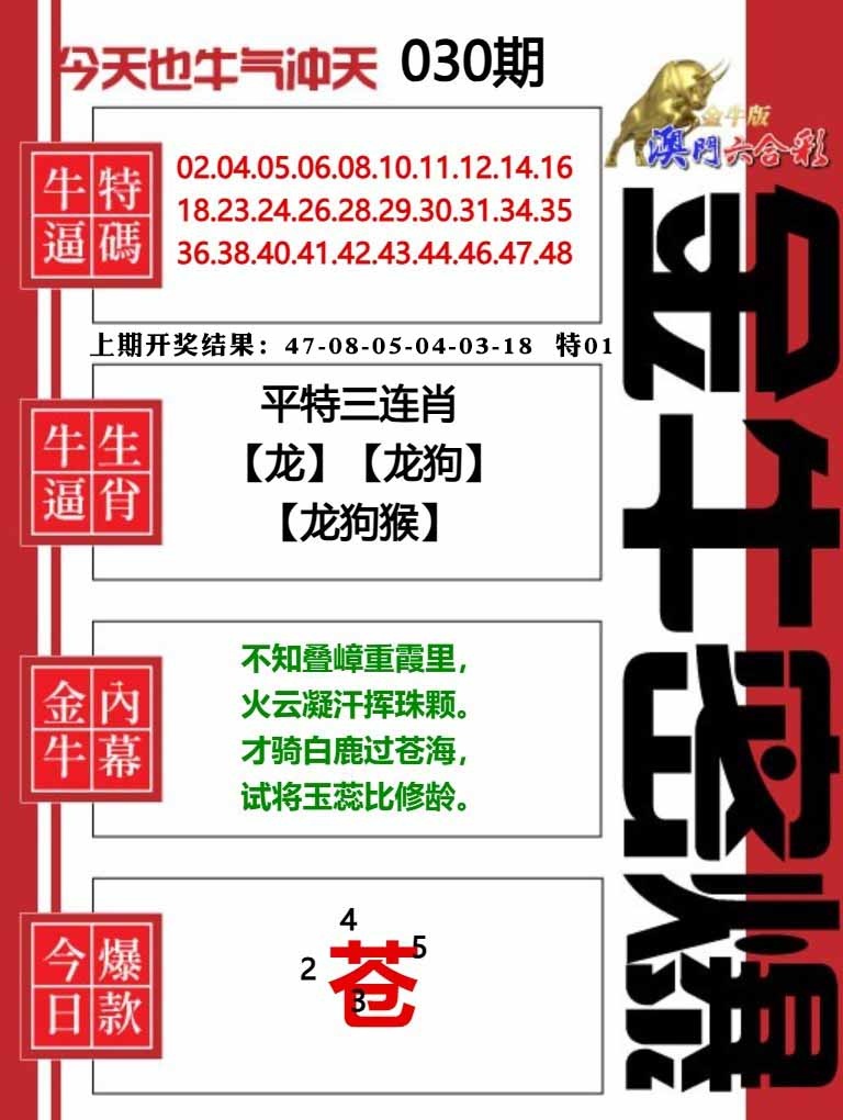 030期金牛密爆[图]