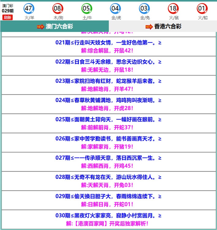 030期百家网玄机[图]